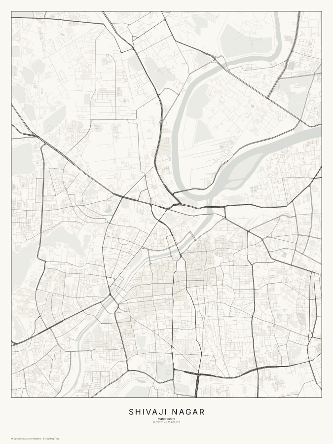 Shivaji Nagar map poster, classic style