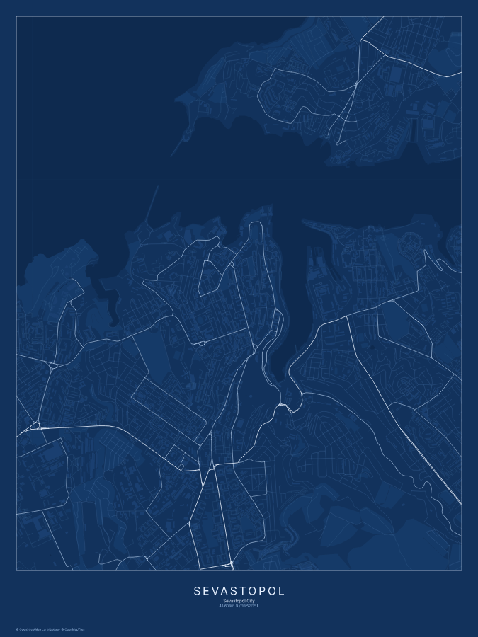 Sevastopol map poster, blueprint style