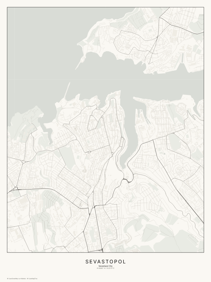 Sevastopol map poster, classic style