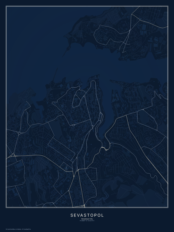 Sevastopol map poster, midnight style