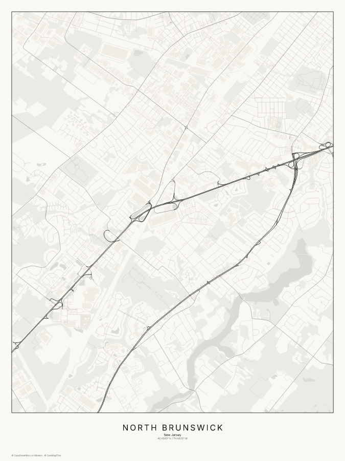 North Brunswick map poster, classic style