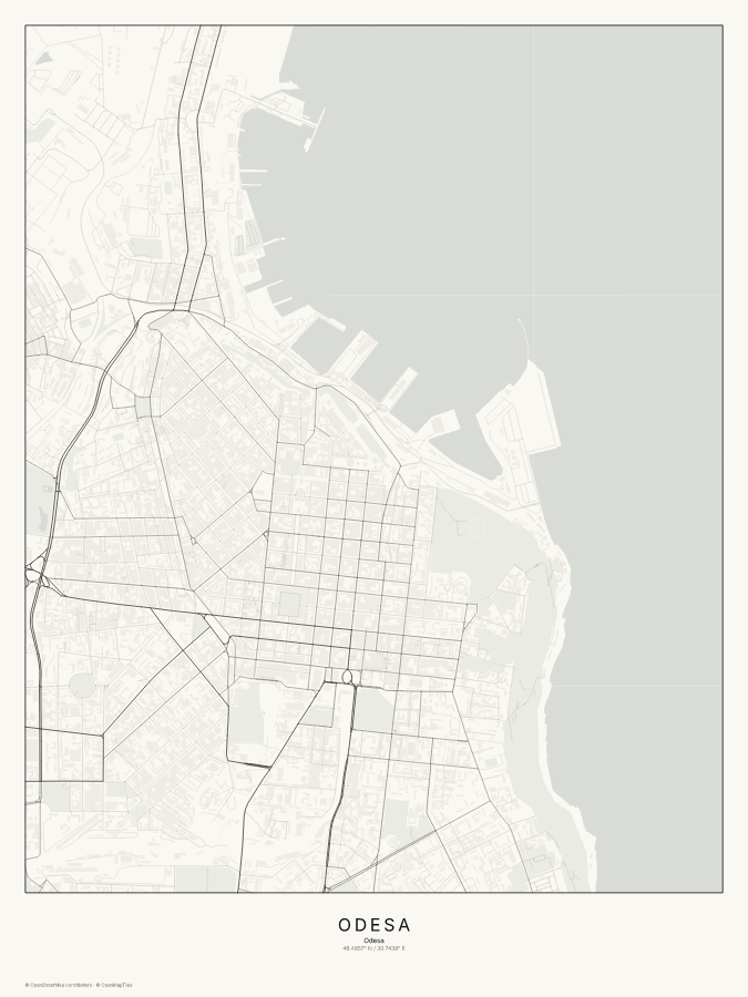 Odesa map poster, classic style