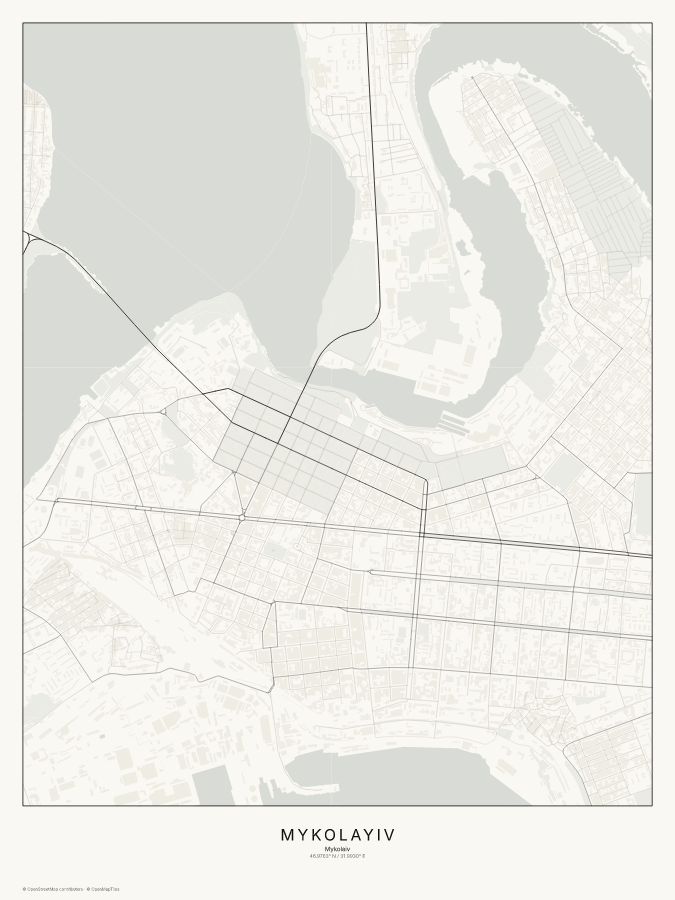 Mykolayiv map poster, classic style