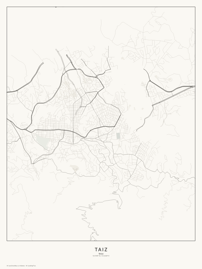 Taiz map poster, classic style