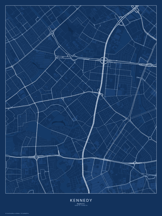 Kennedy map poster, blueprint style