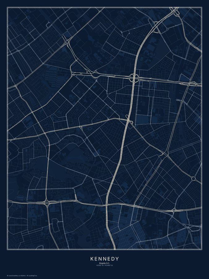 Kennedy map poster, midnight style
