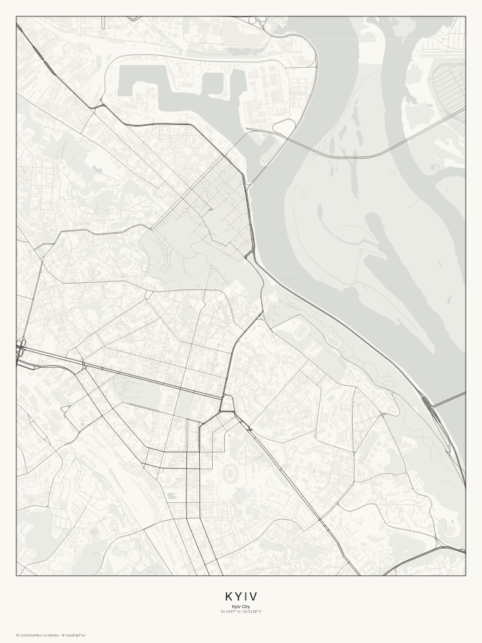 Kyiv map poster, classic style