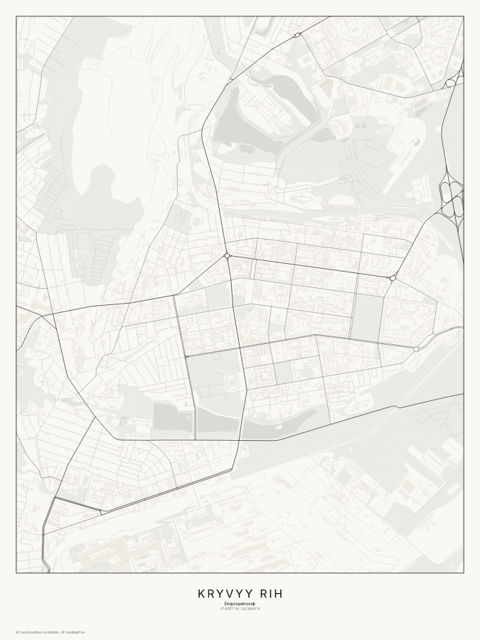 Kryvyy Rih map poster, classic style