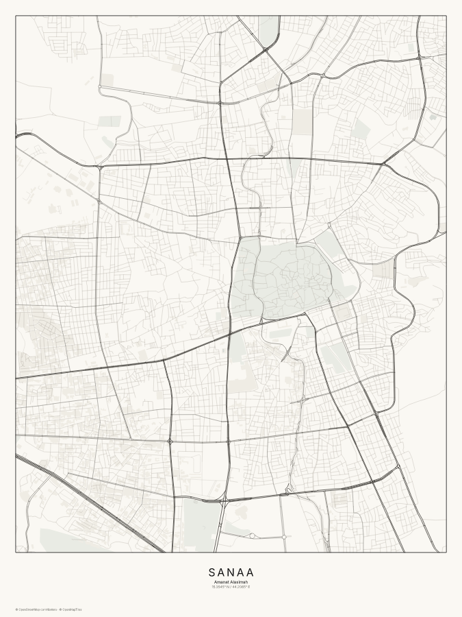 Sanaa map poster, classic style