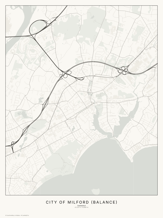 City of Milford (balance) map poster, classic style