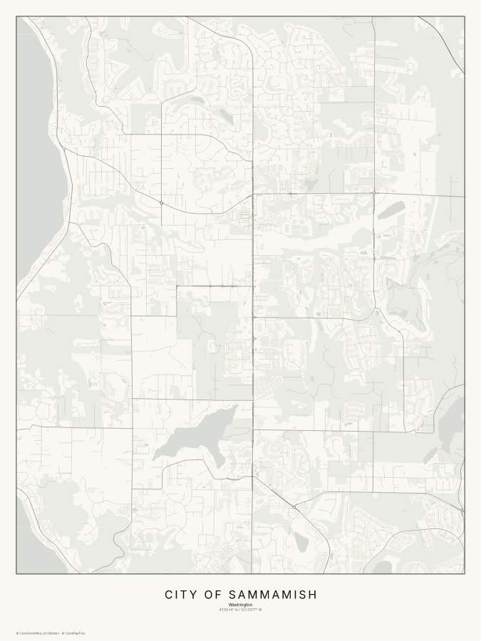 City of Sammamish map poster, classic style