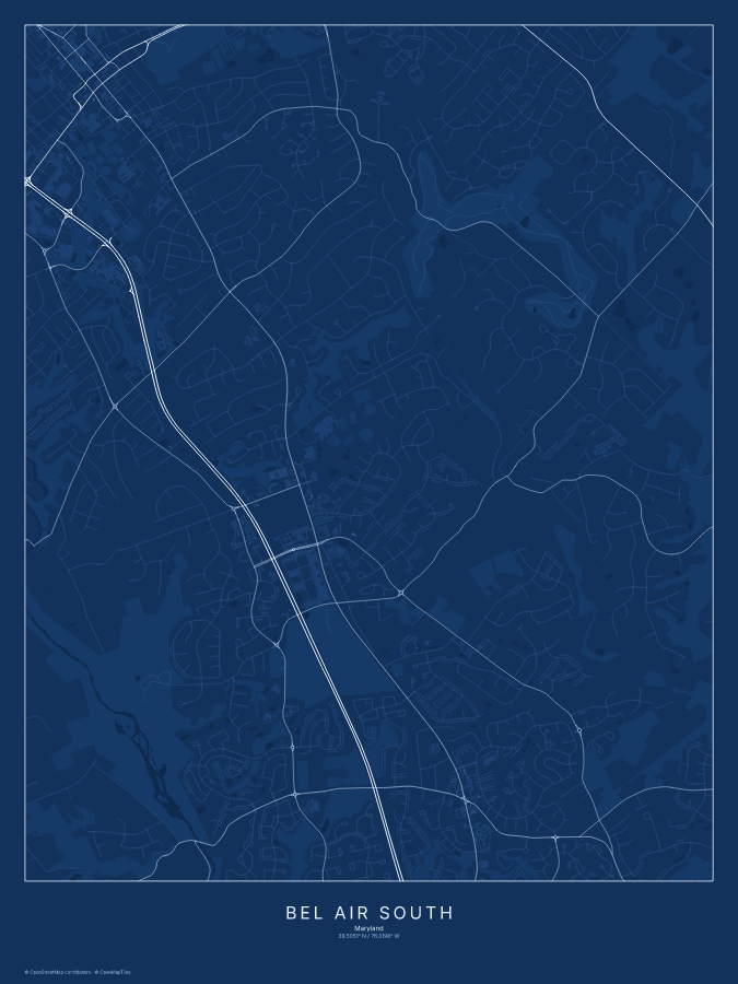 Bel Air South map poster, blueprint style
