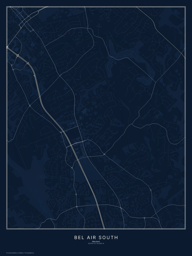 Bel Air South map poster, midnight style