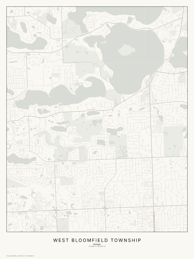 West Bloomfield Township map poster, classic style