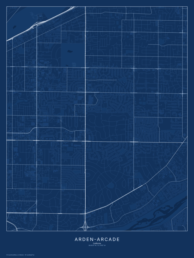 Arden-Arcade map poster, blueprint style