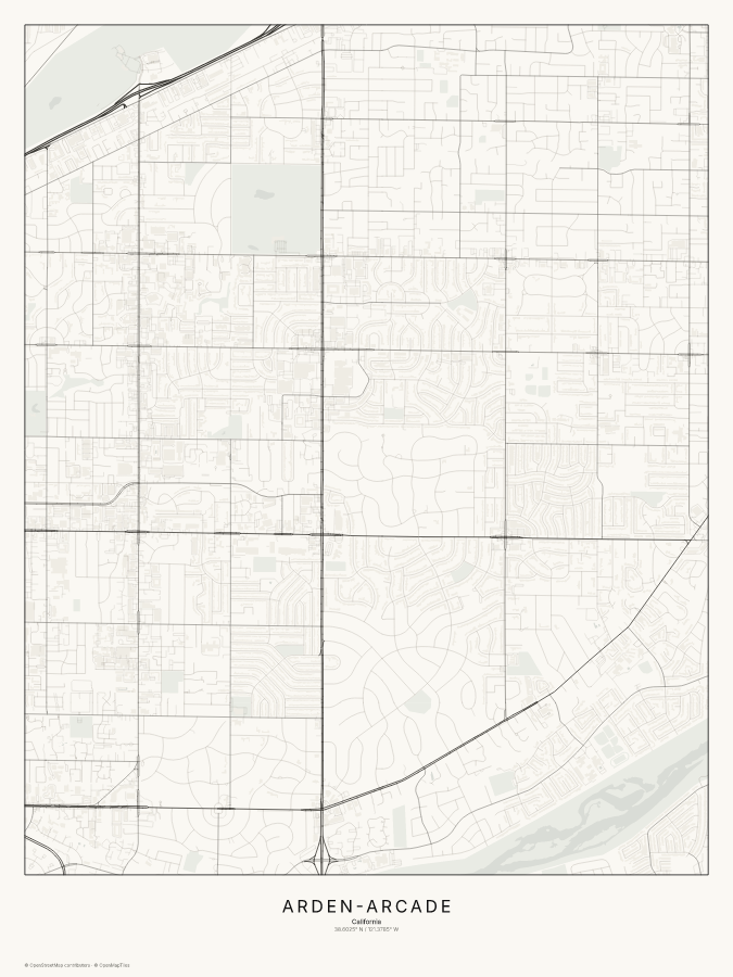 Arden-Arcade map poster, classic style