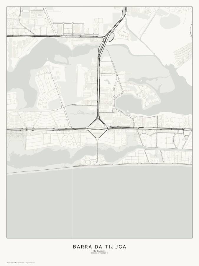 Barra da Tijuca map poster, classic style