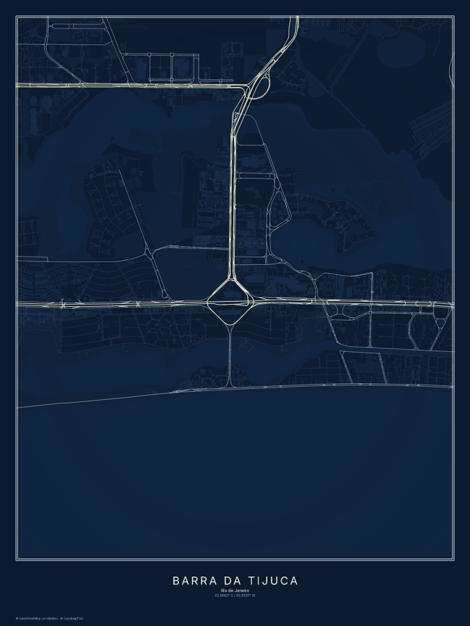 Barra da Tijuca map poster, midnight style
