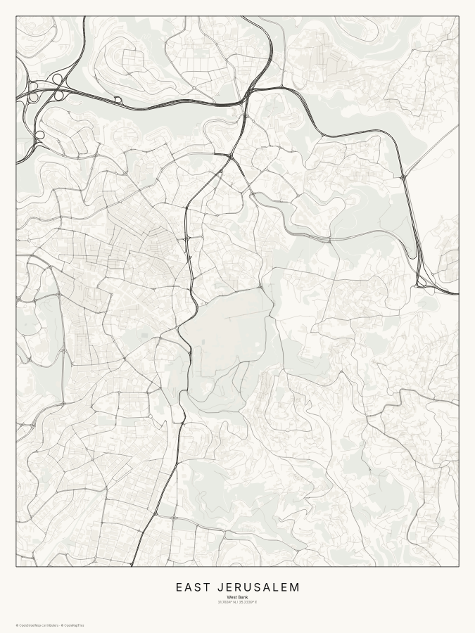 East Jerusalem map poster, classic style