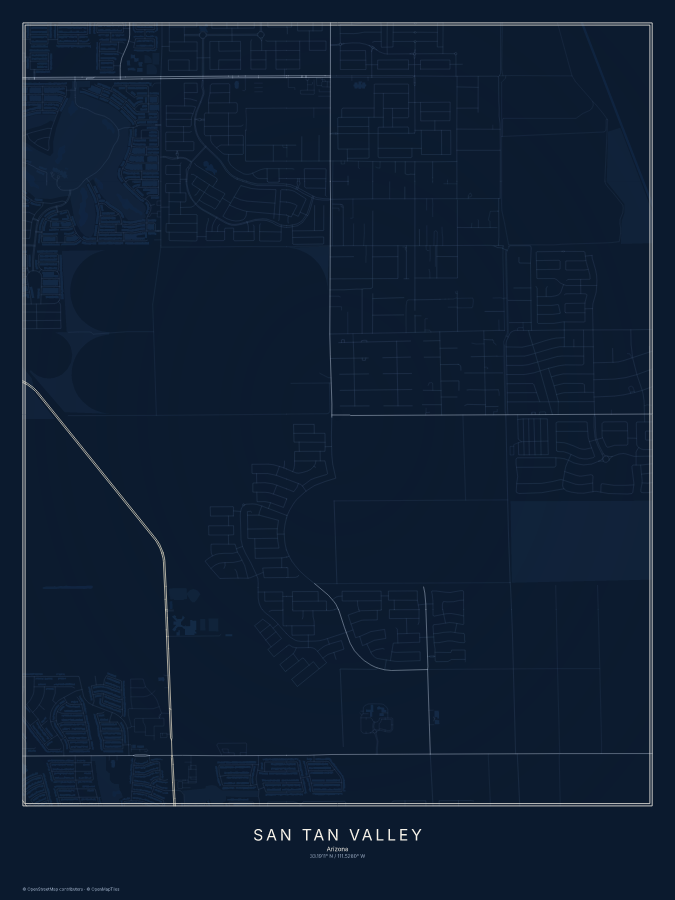 San Tan Valley map poster, midnight style