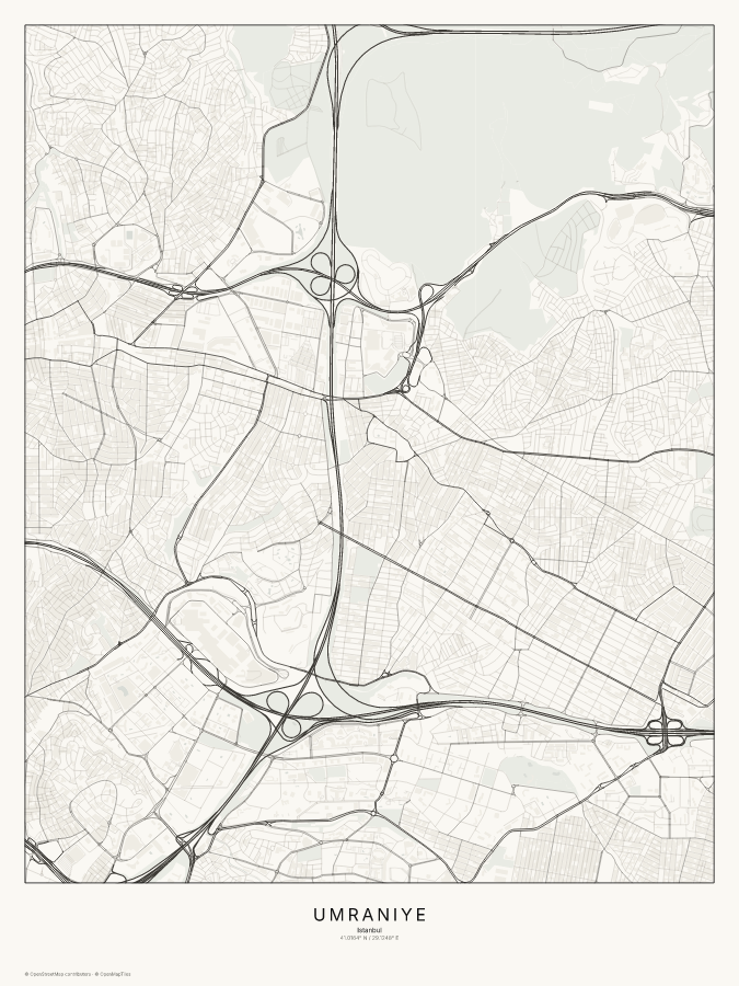 Umraniye map poster, classic style