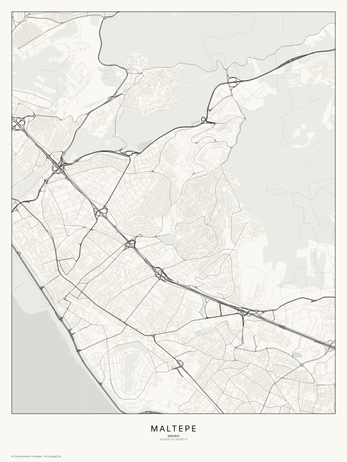 Maltepe map poster, classic style