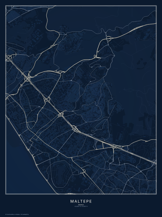 Maltepe map poster, midnight style