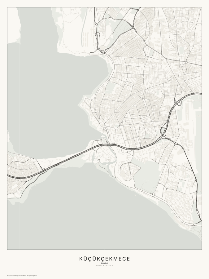 Küçükçekmece map poster, classic style