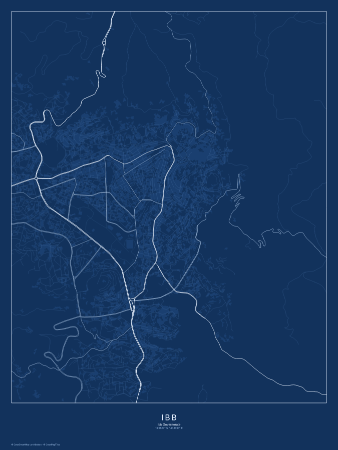 Ibb map poster, blueprint style