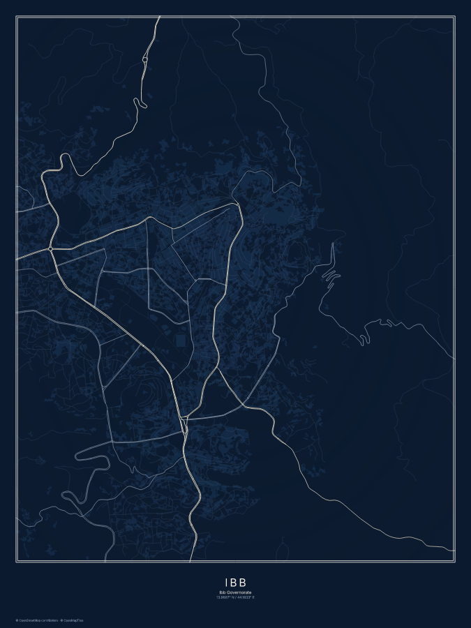 Ibb map poster, midnight style