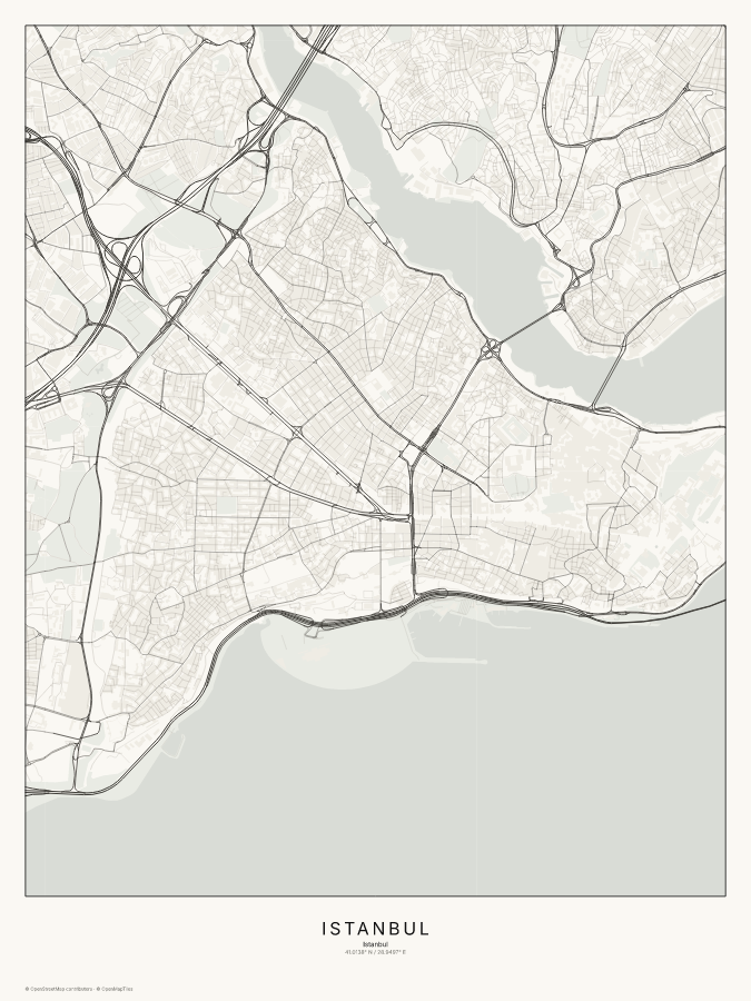 Istanbul map poster, classic style