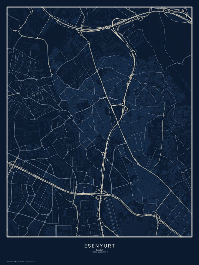 Esenyurt map poster, midnight style
