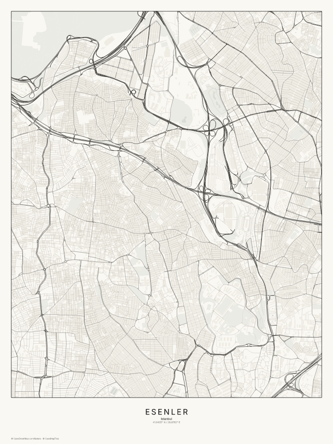 Esenler map poster, classic style