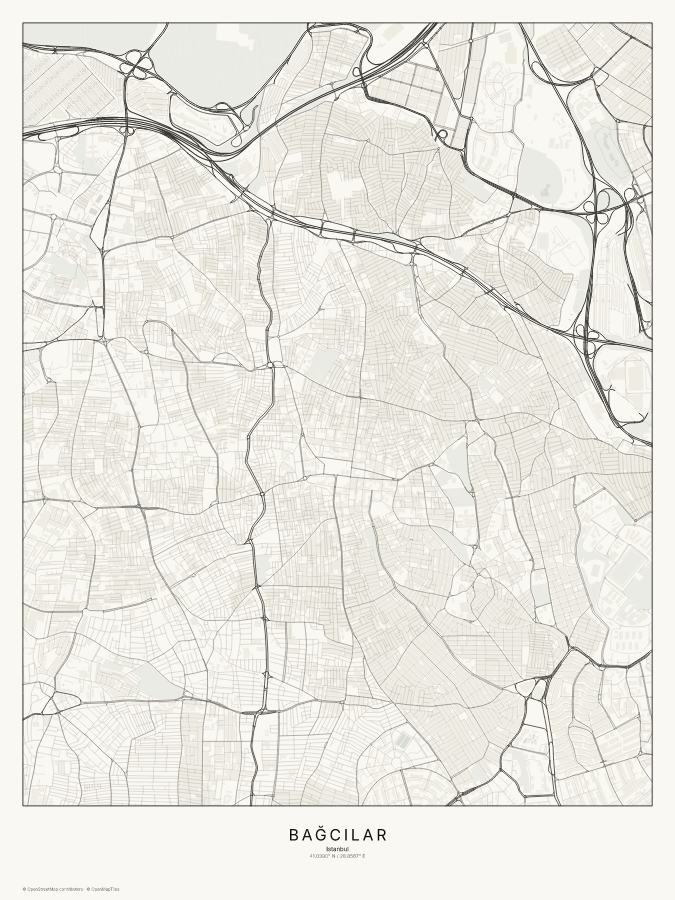 Bağcılar map poster, classic style