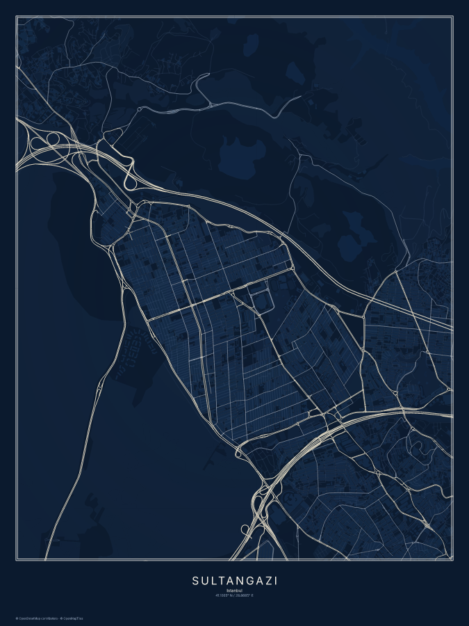 Sultangazi map poster, midnight style