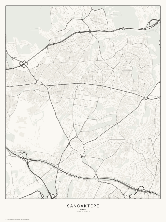 Sancaktepe map poster, classic style