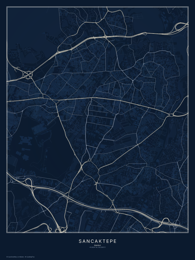 Sancaktepe map poster, midnight style