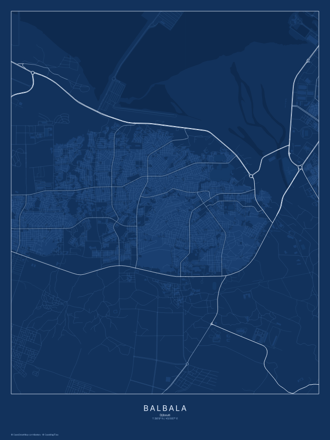 Balbala map poster, blueprint style