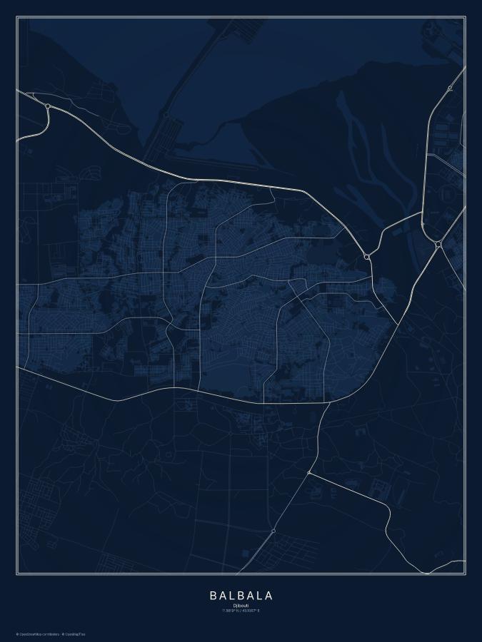 Balbala map poster, midnight style