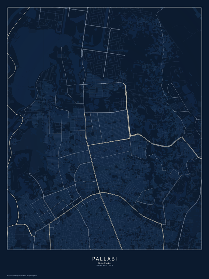 Pallabi map poster, midnight style
