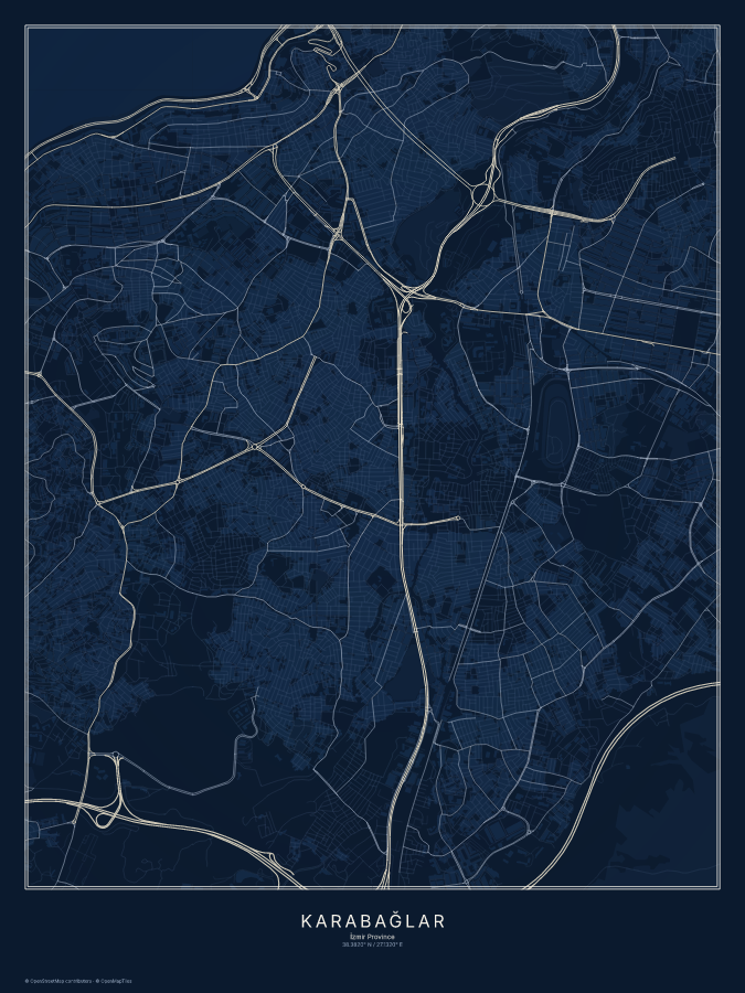 Karabağlar map poster, midnight style