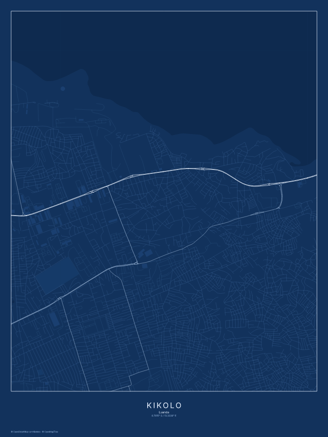 Kikolo map poster, blueprint style