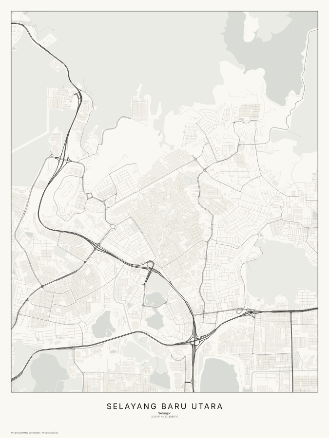 Selayang Baru Utara map poster, classic style