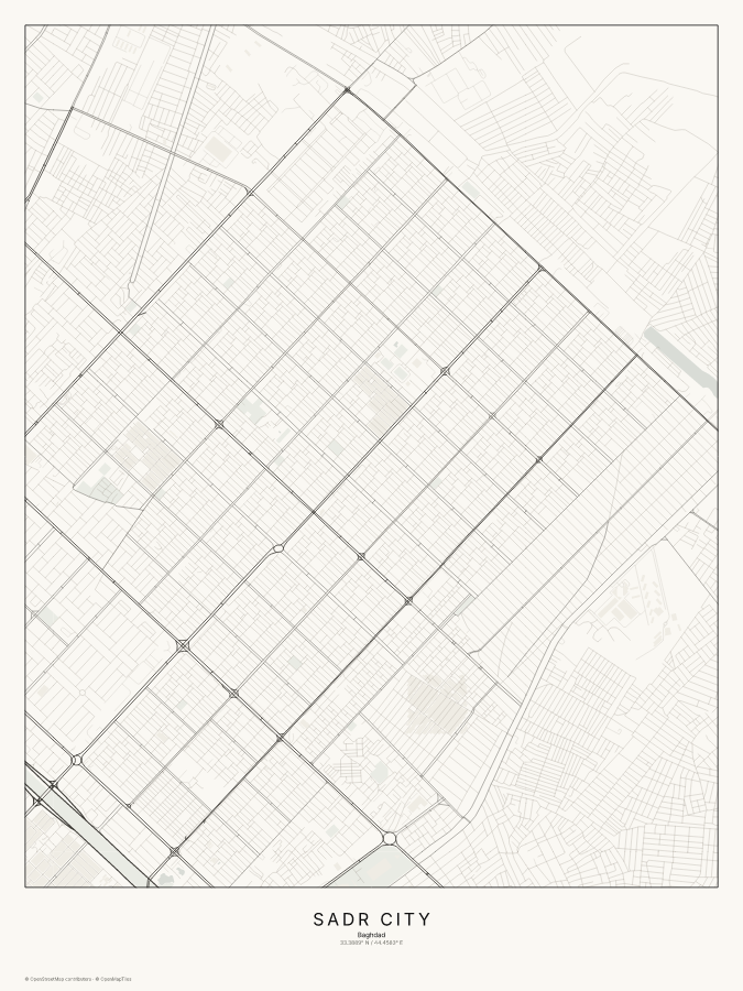 Sadr City map poster, classic style
