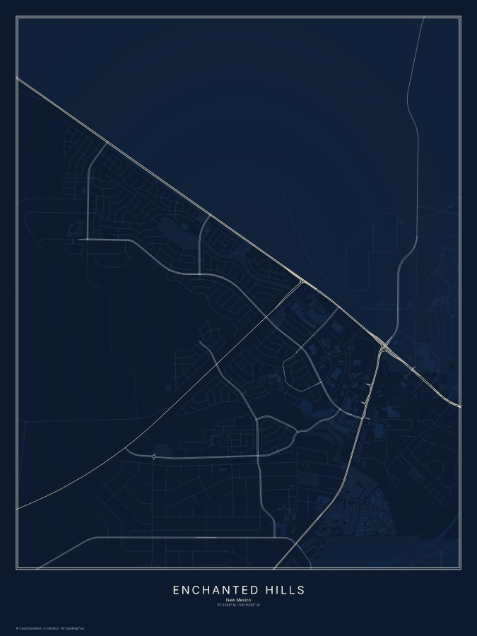 Enchanted Hills map poster, midnight style