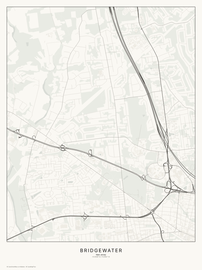 Bridgewater map poster, classic style