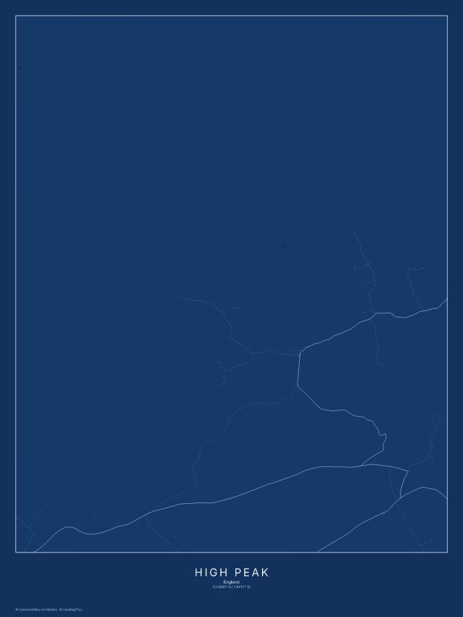 High Peak map poster, blueprint style
