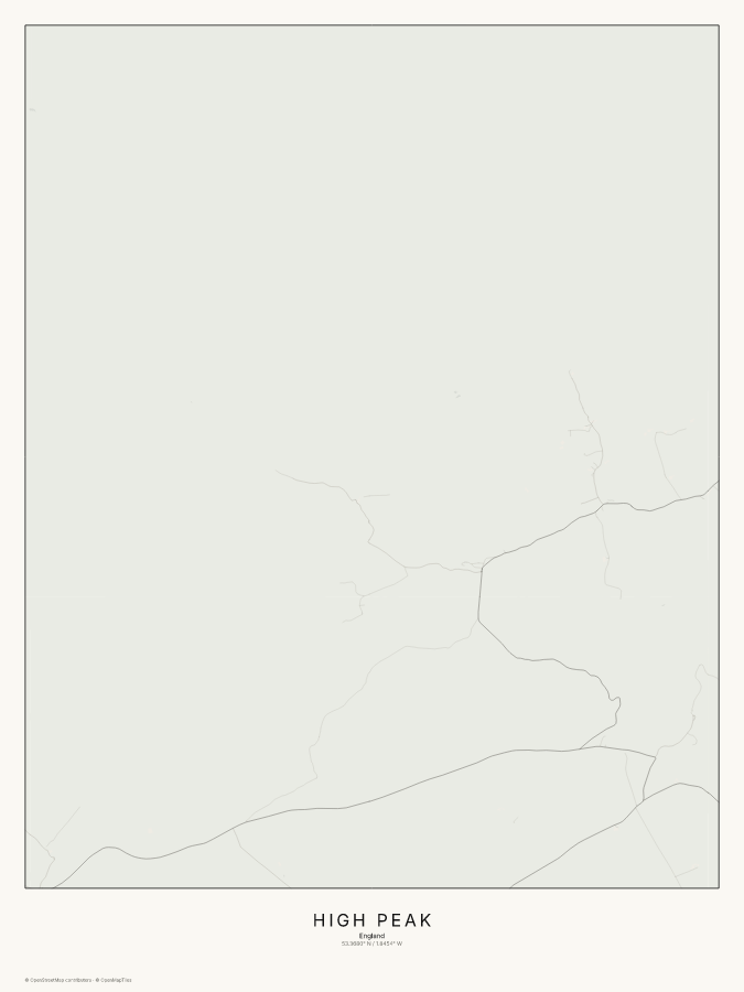 High Peak map poster, classic style