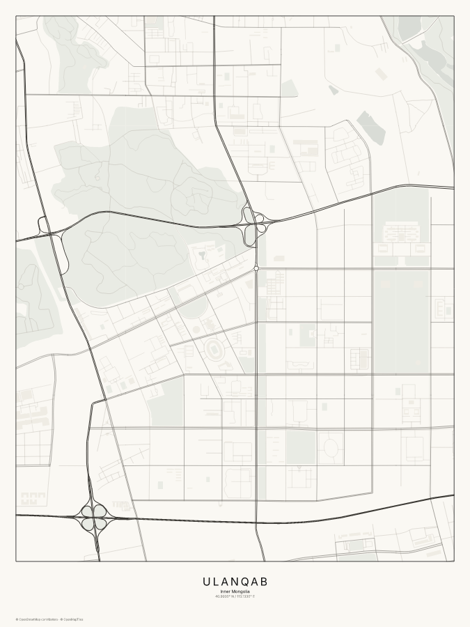 Ulanqab map poster, classic style