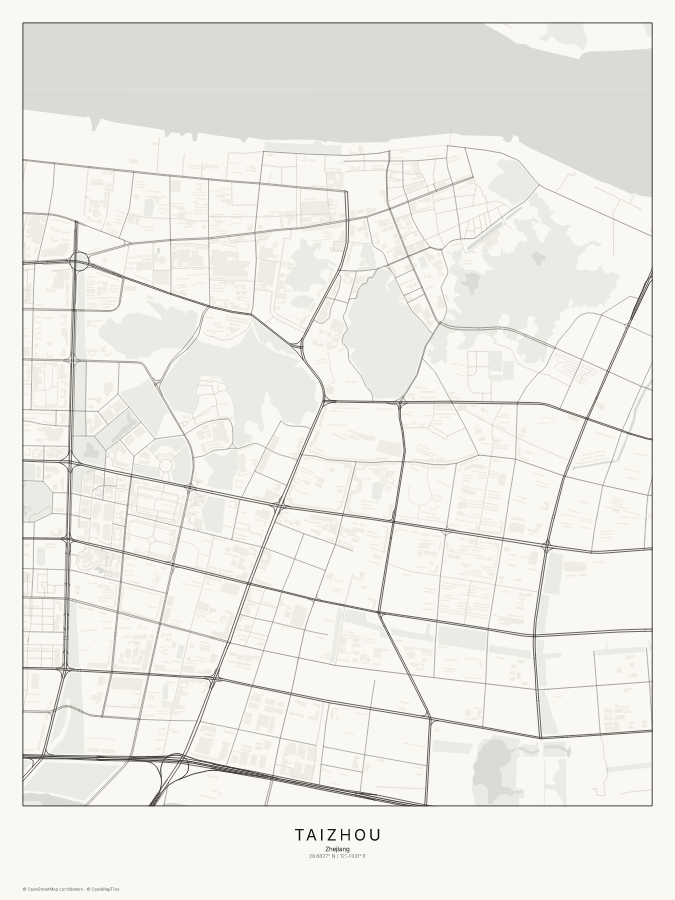 Taizhou map poster, classic style